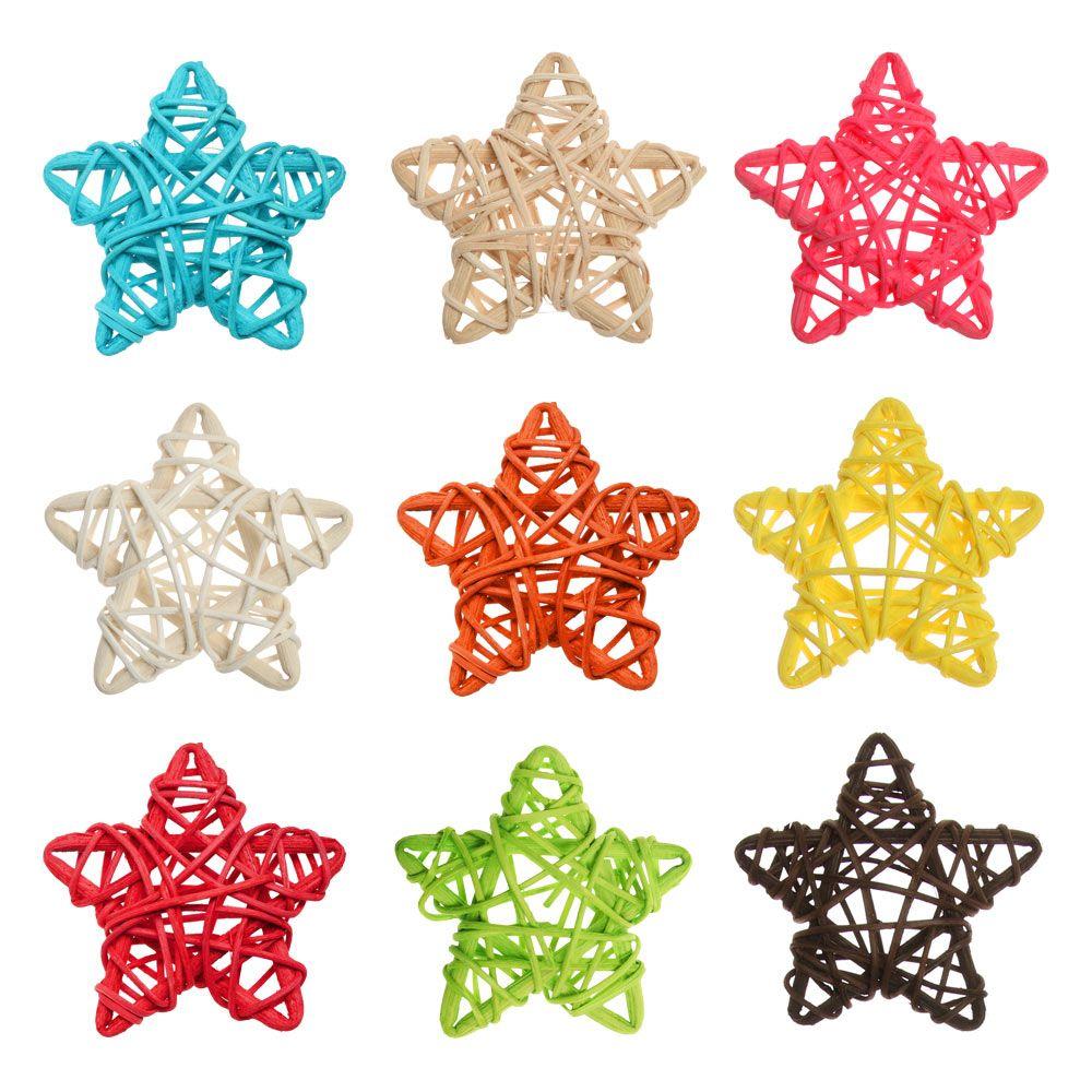10PCS DIY Accessories Home Decor Xmas Tree Wedding Party Christmas Gift Pentagram Shape ArtifIcial Rattan Star Sepak Takraw