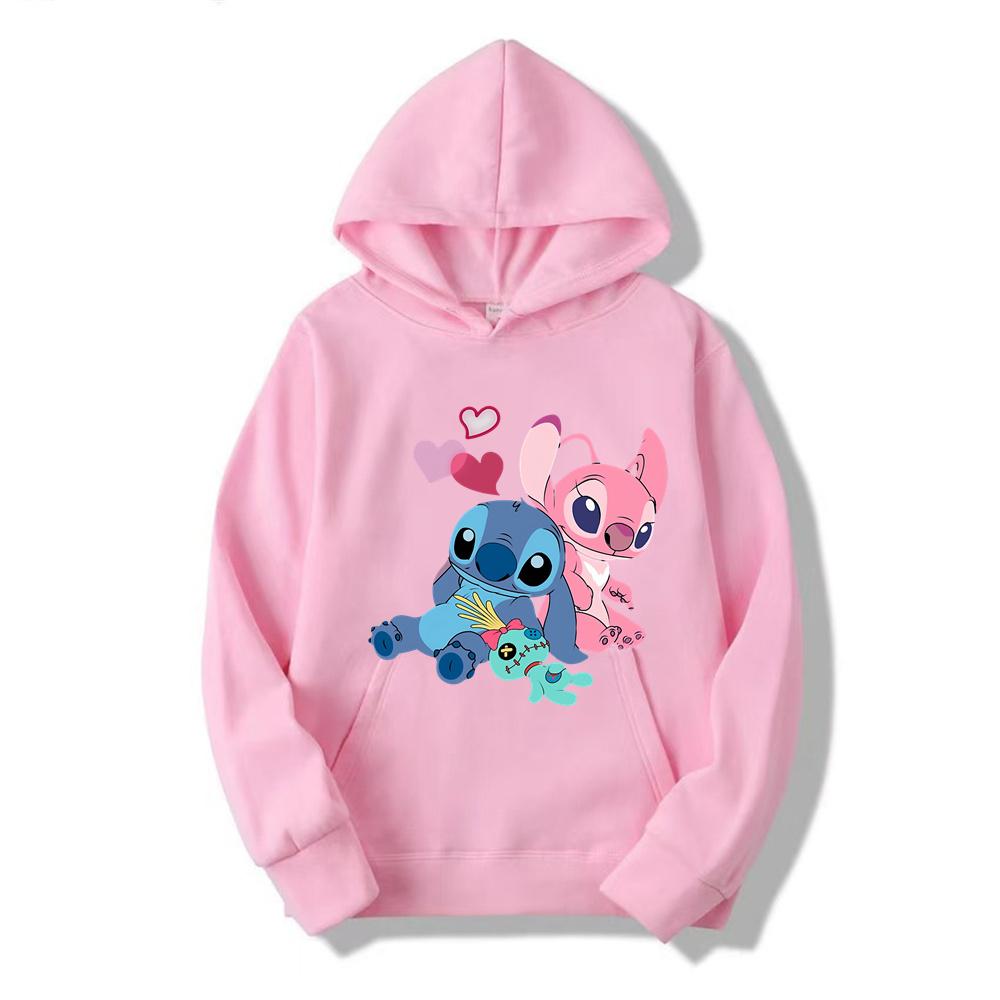 2024 New Couples Disney Stitch Spring And Autumn Sweater Long Sleeve Hooded Sweater Loose Casual Coat For Women And Men Clothing