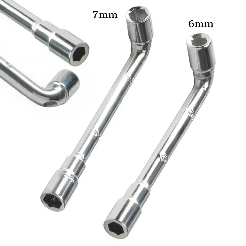 1pcs L-shaped Socket Wrench Spanner Hexagonal Torque Spanner Elbow Car Repair Tool Double-head Pipe Wrench Hand Tool