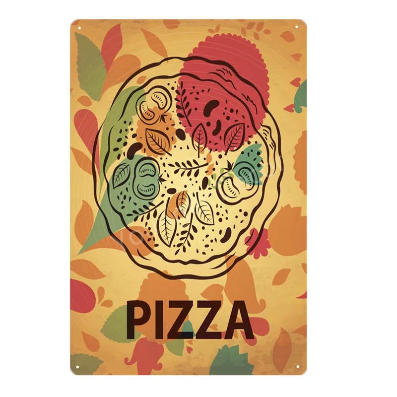 Italian Good Food Pizza Pies Metal Signs Wall Decoration Vintage Metal Poster Home Kitchen Decor Painting Plaques YJ145