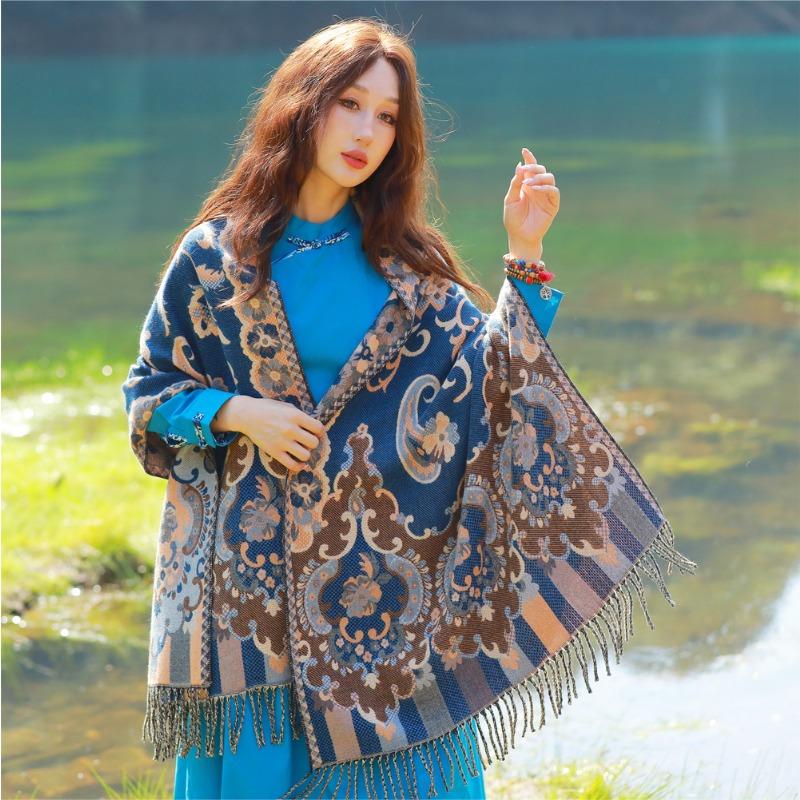 Cloak Women's New Autumn and Winter Travel Photo Exotic Scarf Versatile Warm Thickened Scarf