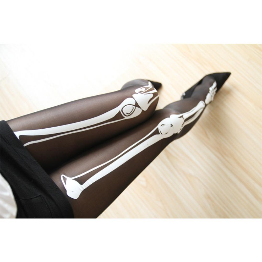 Foreign Trade Halloween Black Bones Stockings Skull Pantyhose Women's Black Stockings