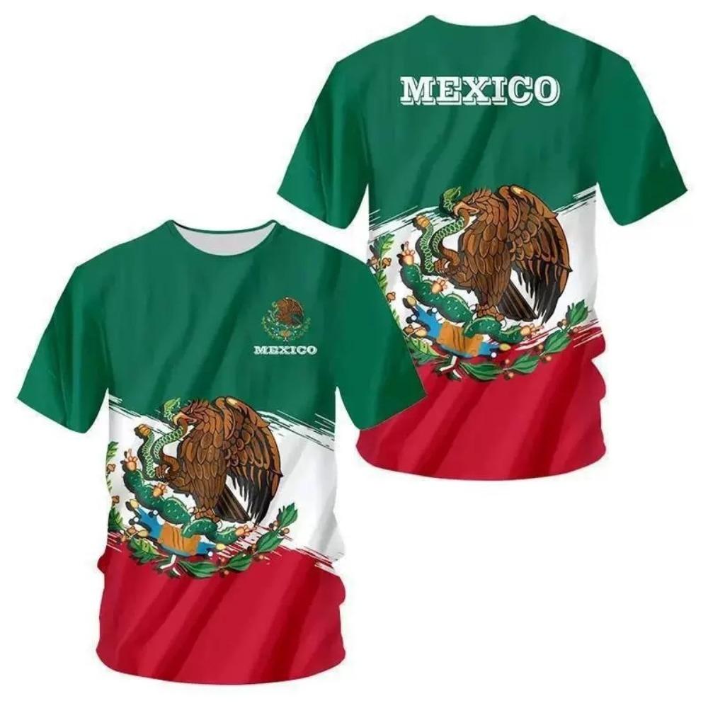 In Vendita Calda Nuovo Arrivo T-Shirt da Uomo con Stampa Digitale 3D Manica Corta Serie Messico Top