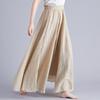 Women's Plus Size Literary Cotton Linen Half Skirt Elastic Waist A Line Long Solid Color Ethnic Style Flared Skirt