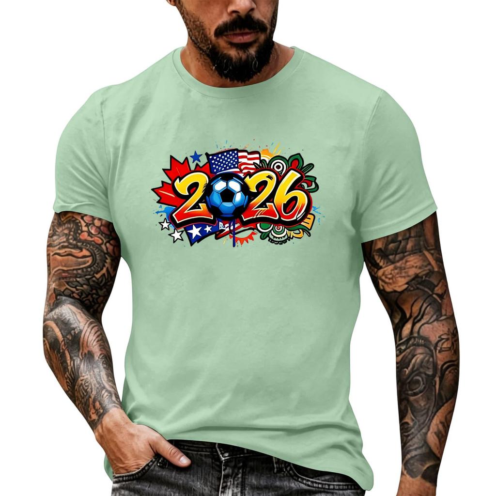 Men’s Loose Fit 2026 Printed Crew Neck Short Sleeve T Shirt Oversized tshirts for men big and tall shirts for men mens polo shirts short sleeve