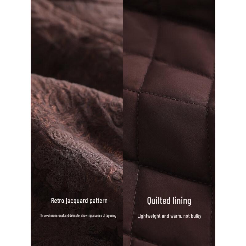 XWI Women's Vintage Jacquard Quilted Stand Collar Jacket