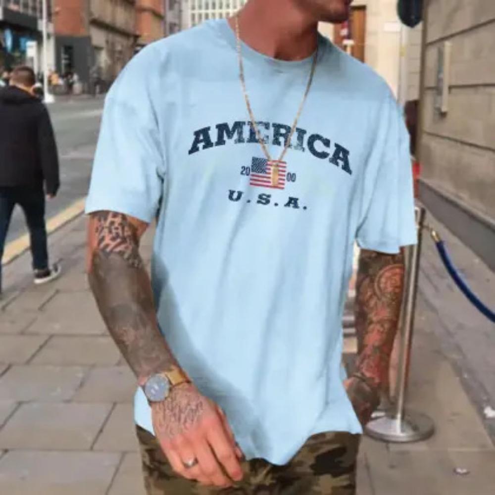 Men's Casual 3D Printed T Shirt Summer Short Sleeve Loose Fit Tees