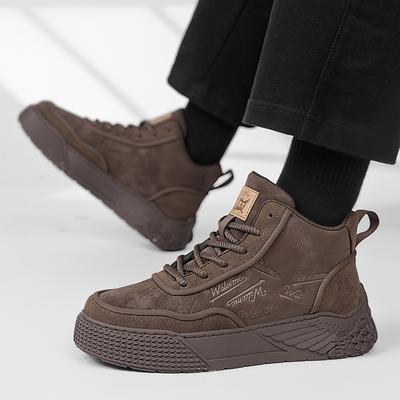 Mid-top Men's Shoes Autumn and Winter New Thick-soled Heightening Casual Tooling Shoes Youth Trend Board Shoes