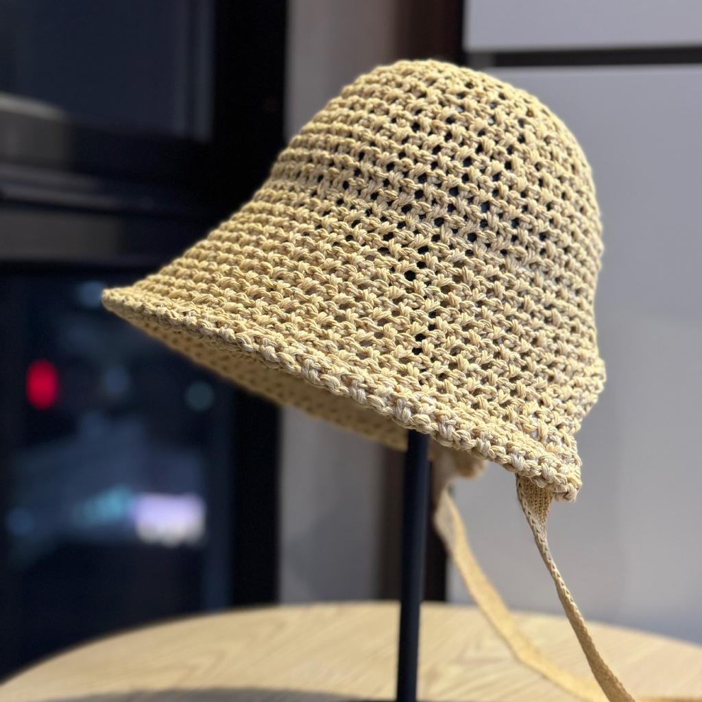 Versatile Retro Lace-up Knitted Fisherman Hat for Women, Autumn Casual New Style, Large Head Circumference, Slit Design, Simple Bucket Hat, Trendy