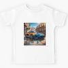 Sleek Speed: A Dynamic Car Painting Design Kids T-Shirt