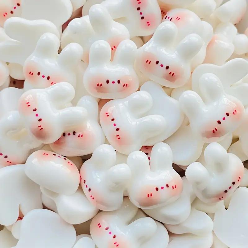 

Кавайные глянцевые кролики из смолы для нейл-арта, DIY поделок, украшения чехла для телефона 5pcs белый