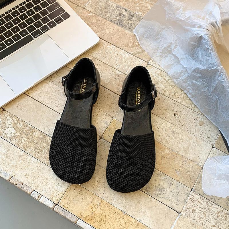 Fashion Weave Women's Shoes 2025 Fashion Buckle Strap Sandals Vintage Soft Sole Comfortable Casual Flat Sandals Lightweight Size 35-40