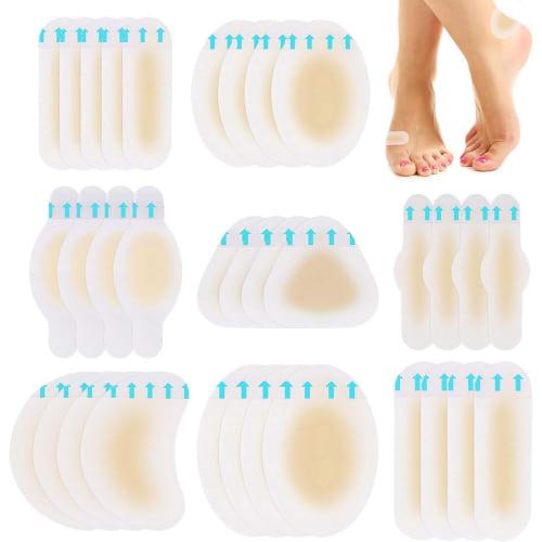 HBHGBIC Anti-Blister Tape, Foot Protection Pads, 32-Piece Set, 8 Types, Transparent and Discreet, Strong Adhesive, Waterproof, Anti-Friction, Prevents
