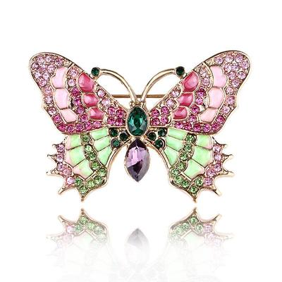 Vintage Delicate Rhinestone Butterfly Insect Brooch for Women