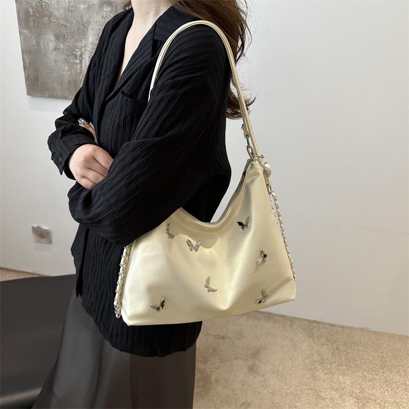 Casual Shoulder Large Capacity Solid Color 2025 New Summer Butterfly Fashion Commuting Single Shoulder Underarm Crossbody Bag