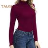 Women Bottoming Tops High Collar Long Sleeve Slim Fit Pullover Tops Solid Color Basic Turtleneck Blouse Daily Wear