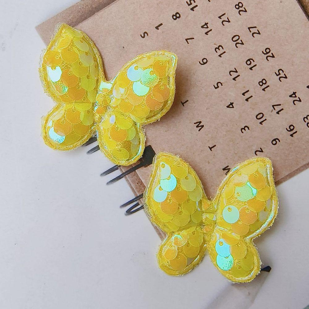 20Pcs Sew On Glitter Sequins Butterfly Patches 40x35mm DIY Padded Applliques Handmade Double Layers Clothes Patches