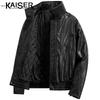 KAISER Men's Stand-Collar Cowhide Leather Jacket