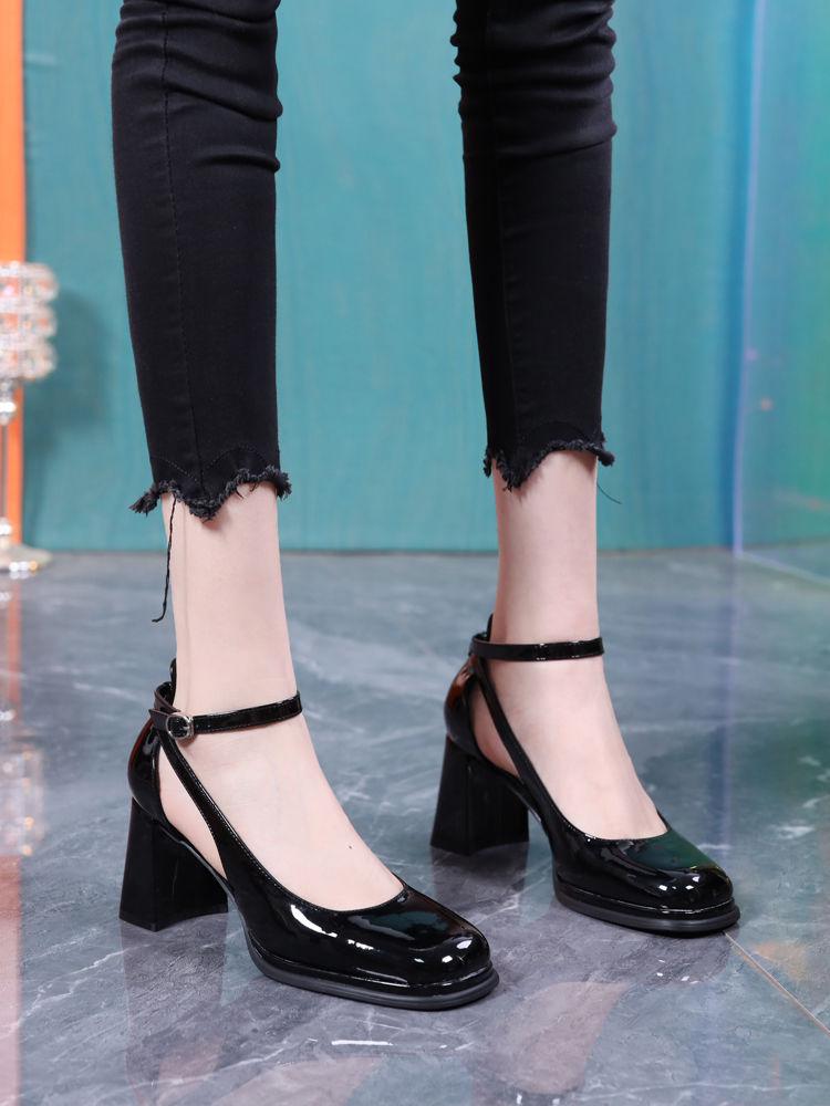 

Women Casual Sweet Comfort Spring Buckle Strap High Heel Shoes Lady Classic Black Spring Summer Heel Pumps A1511 35