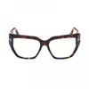 Tom Ford Eyeglasses Square Full Rim  Dark Havana Frame And Clear Blue Light Block Lenses Lens Ft5951 B052 Black