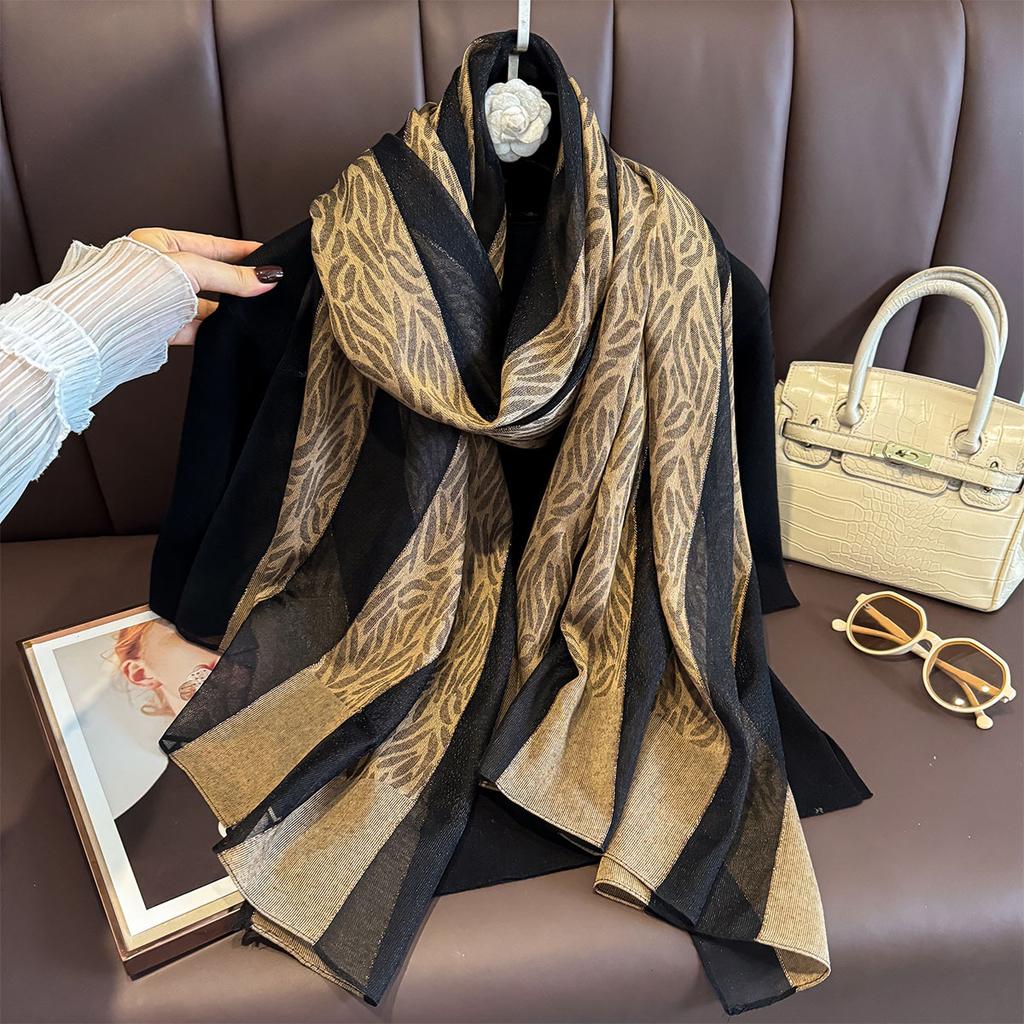 Luxury Long Scarf For Women Elegant Shawl Warps Ladies Hijab Neckerchief Soft Stain Retro Scarves For Travel Wear