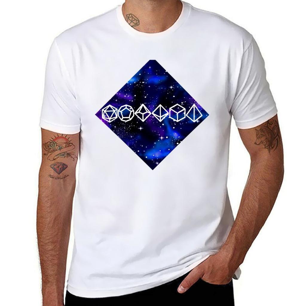Dnd Polyhedral Dice Galaxy Deep Space Tshirt Minimal Art Print Tshirt