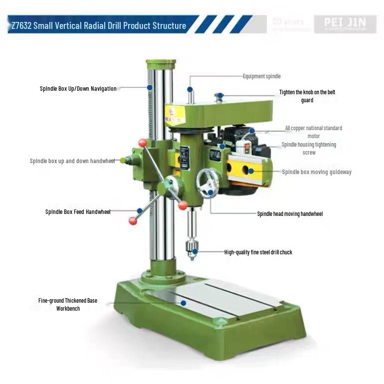 Industrial Grade 220V Variable Speed Multifunctional Drill Press - Benchtop Drilling, Tapping, and Milling Machine for Household Use