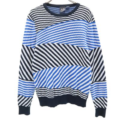 Diagonal gestreift Langarmpullover XS Weißes Systemstrick Herren Gebraucht