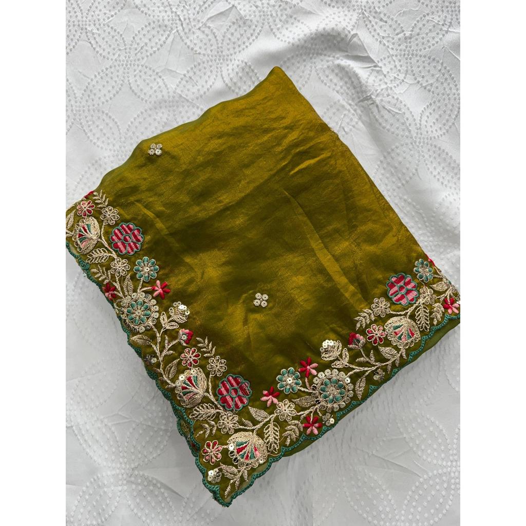 Luxury Wedding Glam Satin Silk Saree