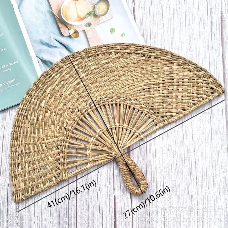 Handwoven Seagrass Wall Fan Decorative Hanging Home Boho Style Natural Fiber Craft