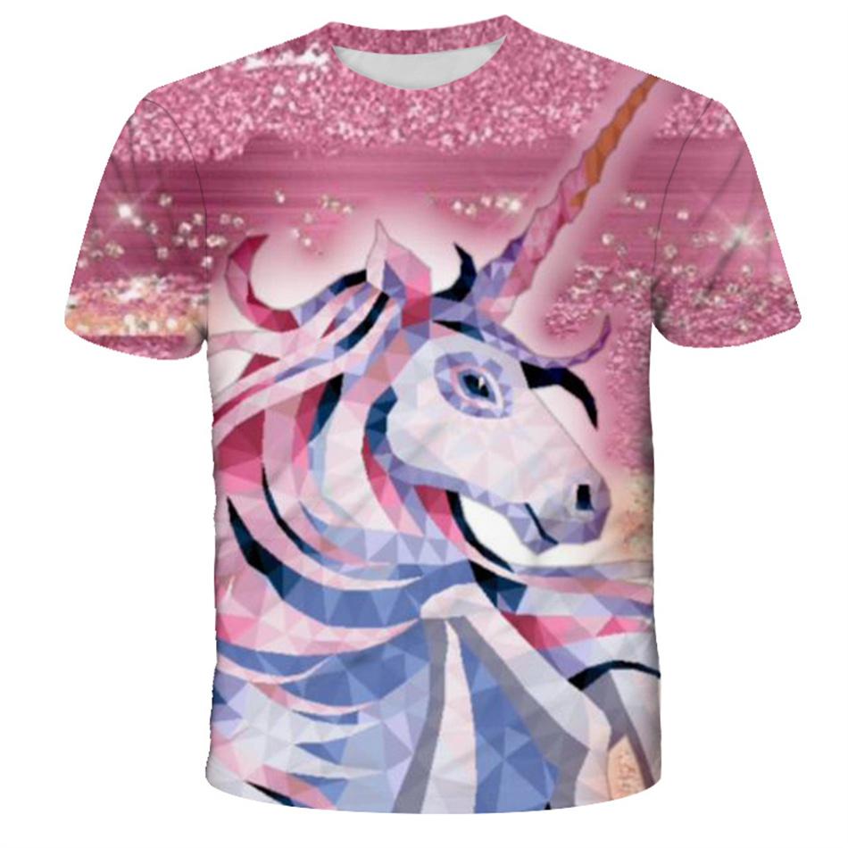 4-13y Girls Boys Dabbing Unicorn T-shirt Summer Kids Colorful Animal Horse 3d Print Clothes T Shirt Kids Baby Cool