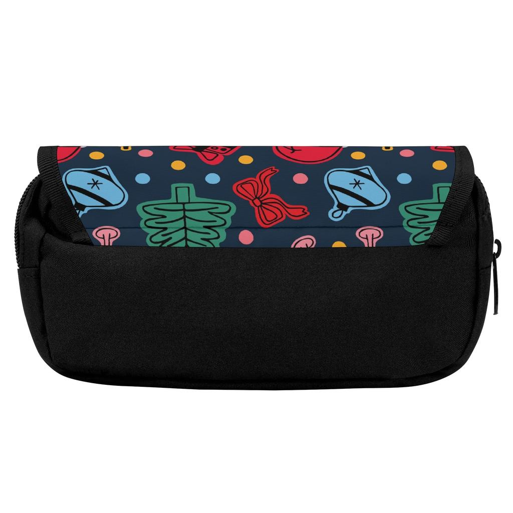 Pen Case Two Compartment Zipper Closure 300D Polyester with Two Compartments for Pens Ruler Earphones Students for Boys Girls