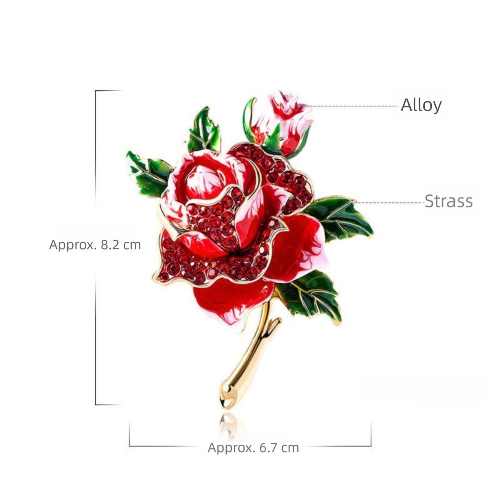 Alloy Rhinestone Brooch Luxury Enamel Fashion Rose-flower Brooches  Jewelry Accessories Gift