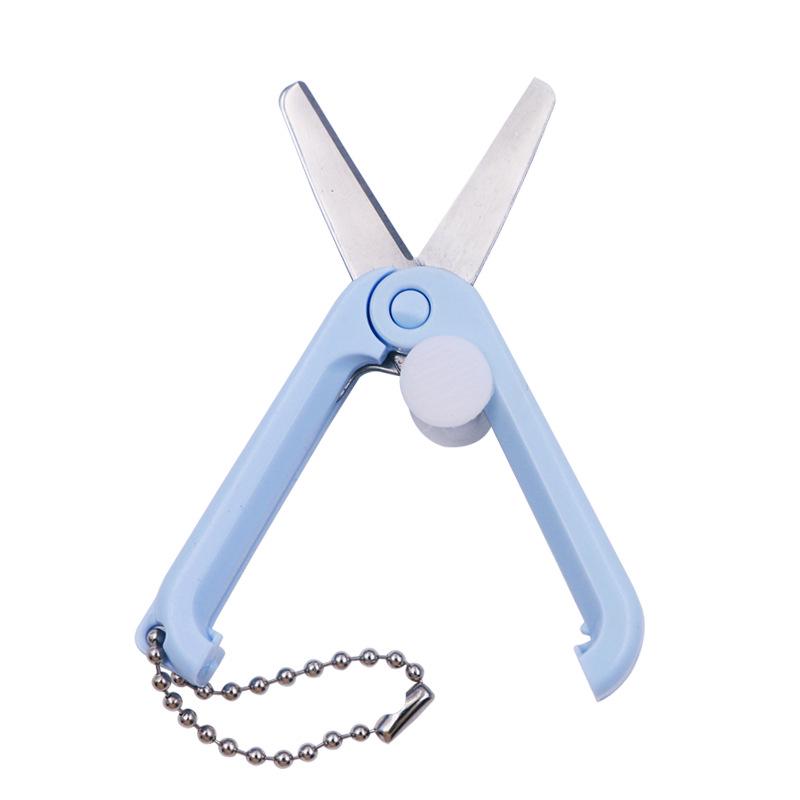 Compact Retractable Round-Head Scissors Keychain for Journaling and Paper Cutting