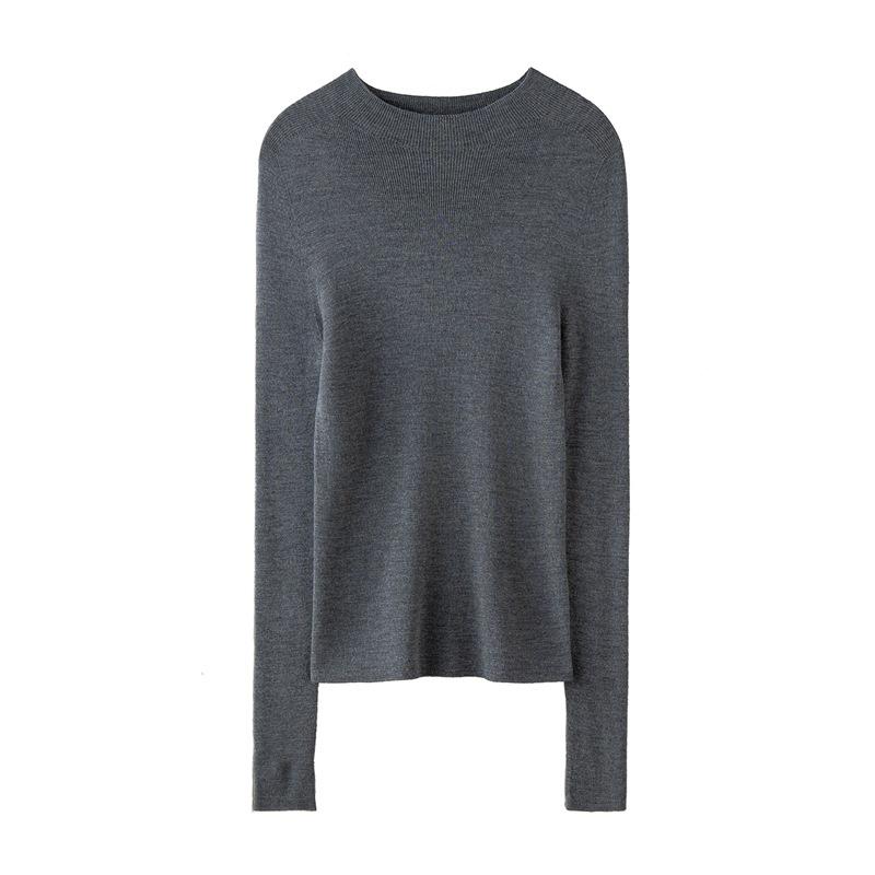 Women's Seamless 60-Count Fine Wool Half-High Neck Knit Sweater - Slim Fit Autumn/Winter Base Layer