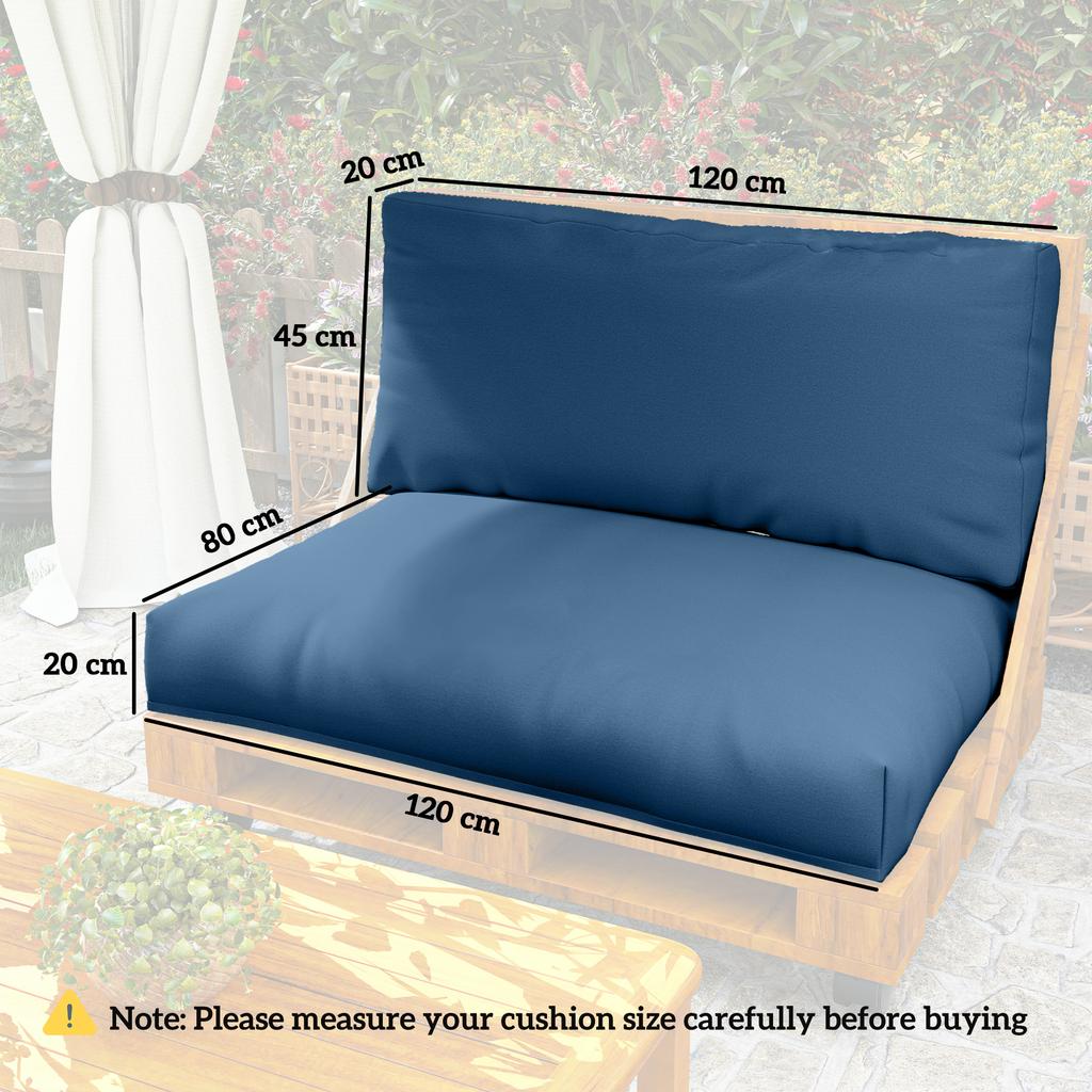 Two Piece Seat Pallet and Back Cushions - Navy Blue