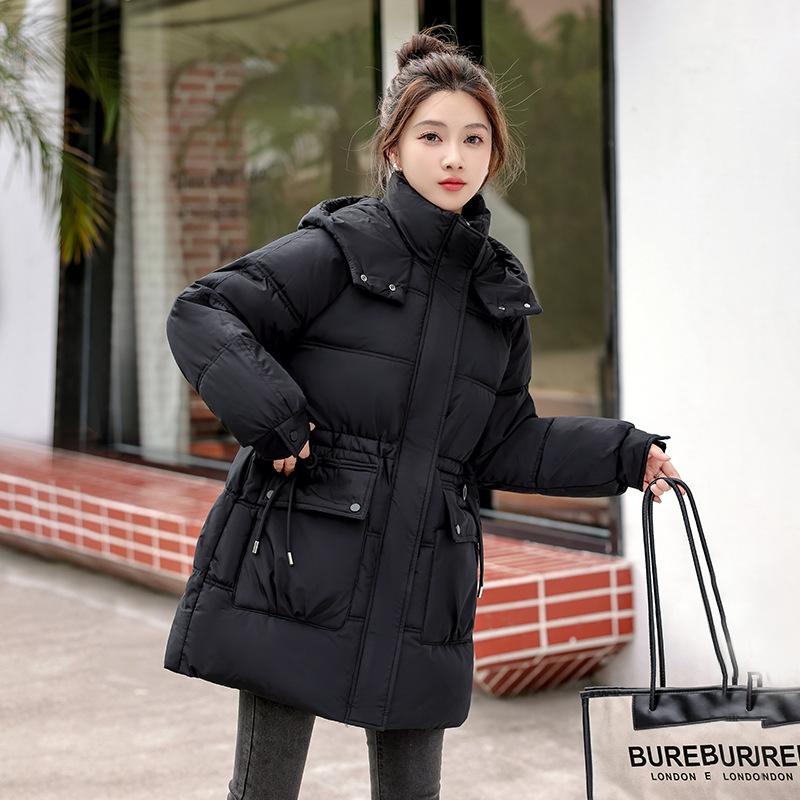 Winter, Women, Medium To Long Cotton Jacket, Cotton Coat, Hooded, Adjustable Waist, Warm Cotton Coat Jacket, Thickened