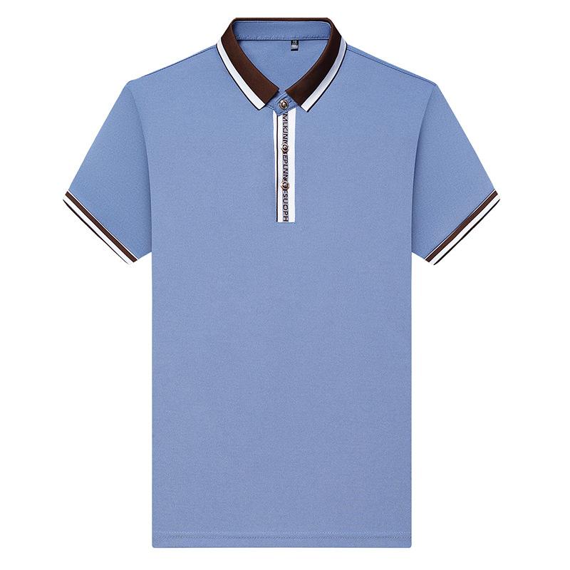 T-Shirt Medium Loose Business Casual Lapel Short-Sleeved Color Matching Letter Polo Shirt Men