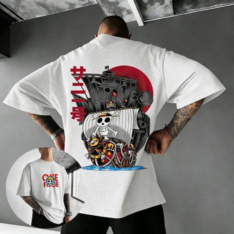 One Piece Anime T Shirt Men Women 2026 Summer Cotton Short Sleeve Tee Ship Skull Print Streetwear Casual Tops Manga Graphic Tee