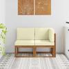 Outdoor Center and Corner Sofa with Cushions 2 Pieces Natural and Cream