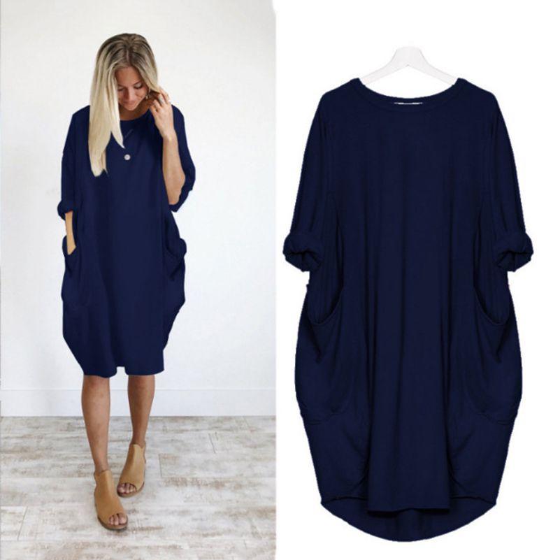 Elegant Women Stretch Loose Baggy Jumper Tops With Pockets For Perfect Party Look