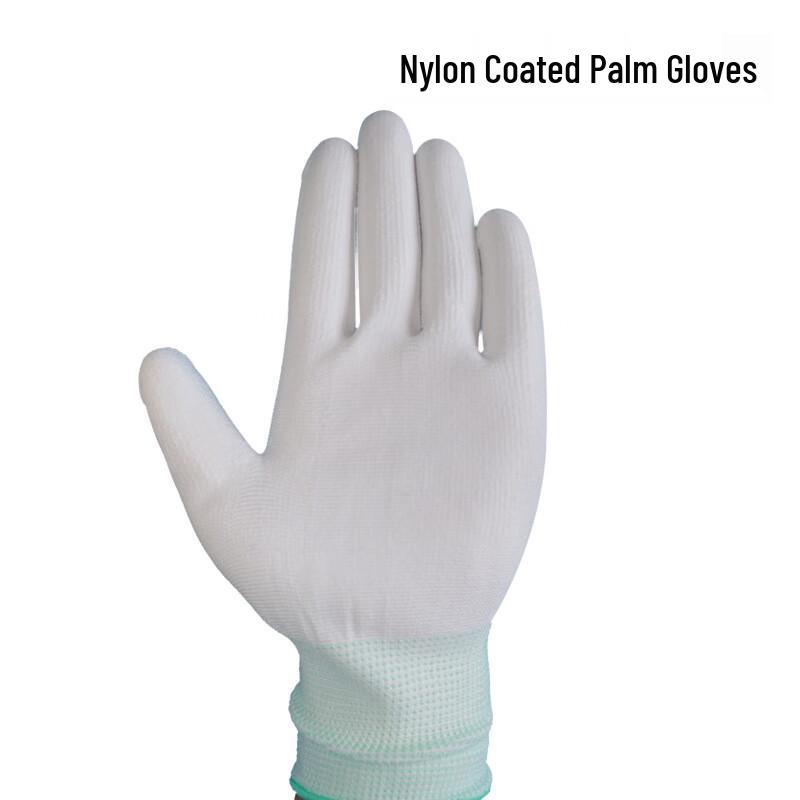 Xiaoyan White 13-Gauge Cotton Nylon Gloves with Pink Trim (14 Pairs)