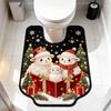 Absorbent Bathroom U-shaped Mat Christmas Theme Bath Mat Fun Toilet Floor Rug  Household