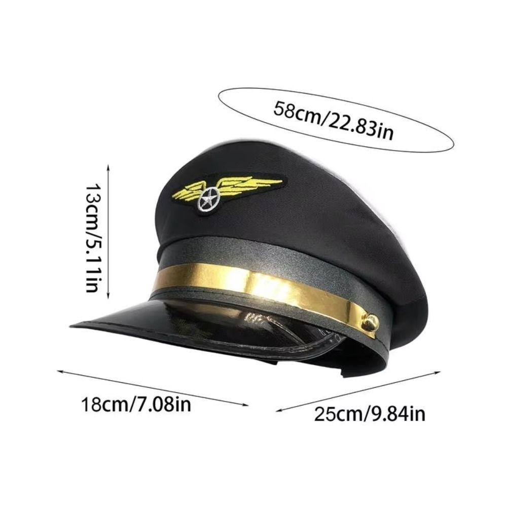 Tema Compagnia Aerea Cappello da Pilota Costume Accessorio Uniforme Cappellino da Pilota Cappellino Aeronautica Festa Cosplay
