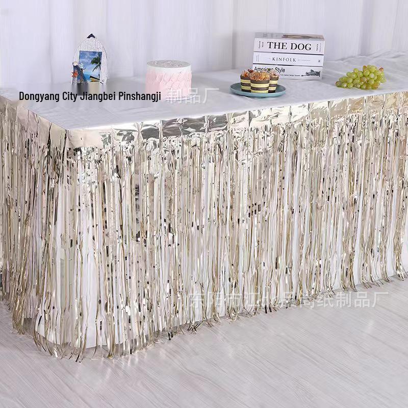 Disposable Tassel Table Skirt for Weddings, Birthdays, and Festivals