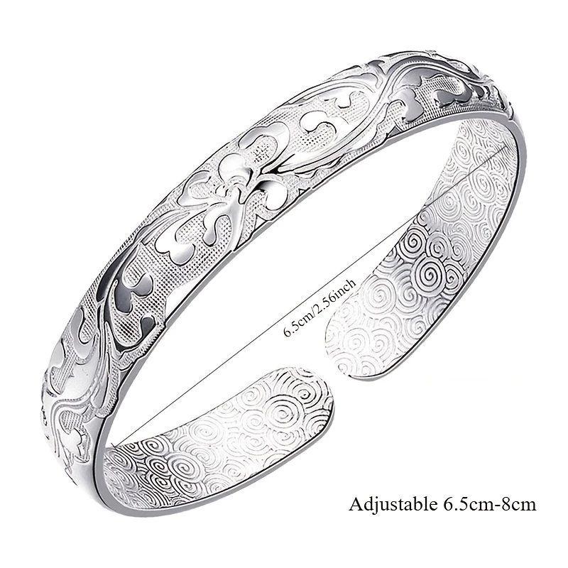 

Flower Bracelet: 925 Sterling Silver Vintage Floral Engraved Bracelet – A Delicate Gift for Women, Mothers, Birthdays.