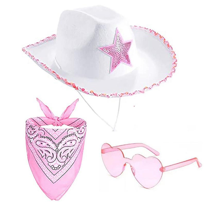Star Pointed Five Cowboy Hat Costume Set Silk Scarf Motif Party Celebrations