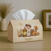 1pc  Eid Decoration Cute Islamic Cartoon Beige Tissue Box with Boy Camel Lantern -Napkin Storage Organizer for Kitchen,Car,Decorative Box,Purpose for 