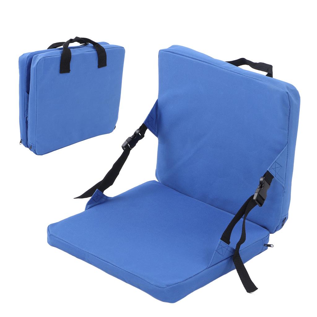 Thickened Anti Dirt Outdoor Seat Back Cushion Portable Folding Stadium Seat with Back Support for Camping Concert Blue