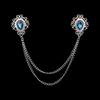 Fashion Gentleman Tassel Brooch For Men Suit Shirt Collar Crystal Cross Chain Lapel Pin Rhinestone Retro Wedding Accessories